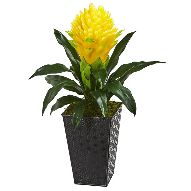 18” Ginger Artificial Plant in Black Tin Planter by Nearly Natural
