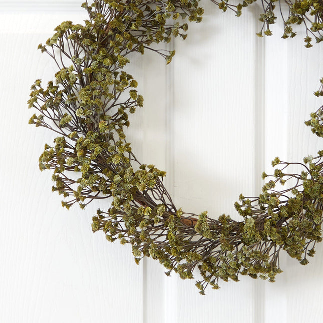 20” Autumn Gypsophila Artificial Wreath by Nearly Natural