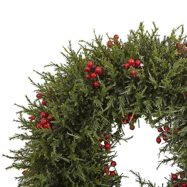 20” Cedar Berry Wreath by Nearly Natural