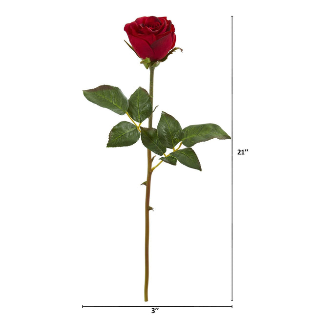 20” Rose Artificial Bud Flower (Set of 6) by Nearly Natural
