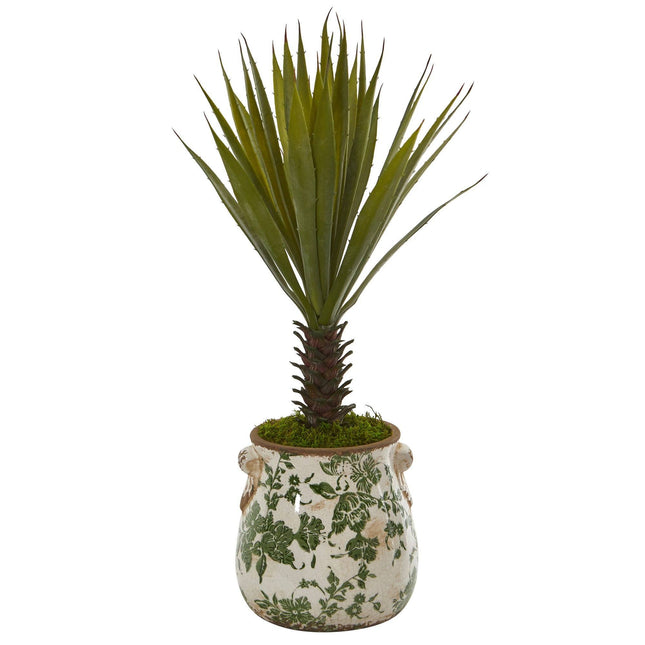 21” Spiky Agave Artificial Plant in Floral Planter by Nearly Natural