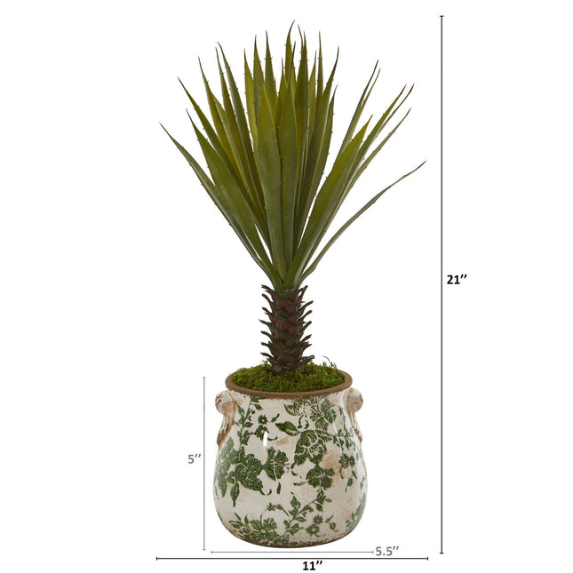 21” Spiky Agave Artificial Plant in Floral Planter by Nearly Natural