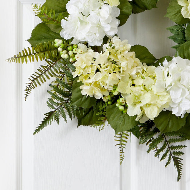 24” Hydrangea Berry Wreath by Nearly Natural