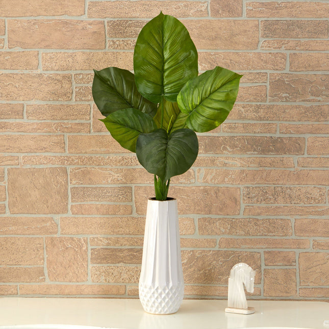 27” Large Philodendron Leaf Artificial Bush Plant (Set of 4) by Nearly Natural
