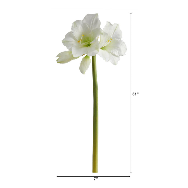 31” Artificial Amaryllis Faux Flower (Set of 3) by Nearly Natural