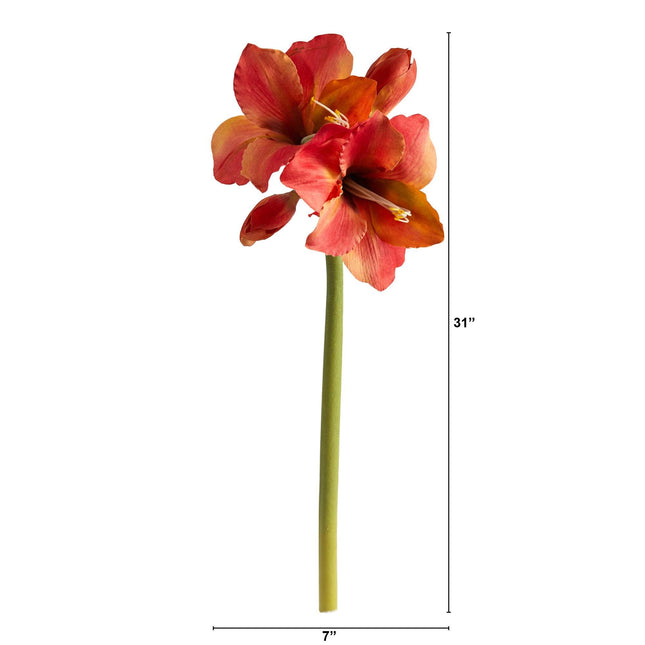 31” Artificial Amaryllis Faux Flower (Set of 3) by Nearly Natural