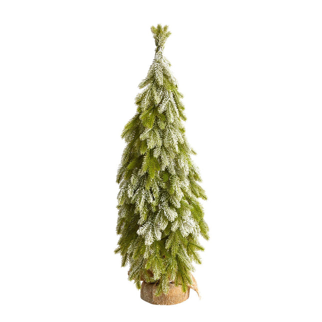 35” Snow Flocked Down Swept Holiday Artificial Christmas Tree in Burlap Base by Nearly Natural