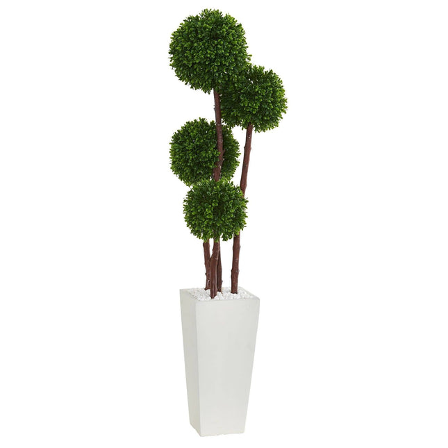 4’ Boxwood Topiary Artificial Tree in Planter (Indoor/Outdoor) by Nearly Natural
