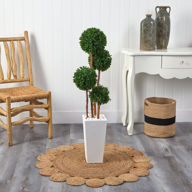 4’ Boxwood Topiary Artificial Tree in Planter (Indoor/Outdoor) by Nearly Natural