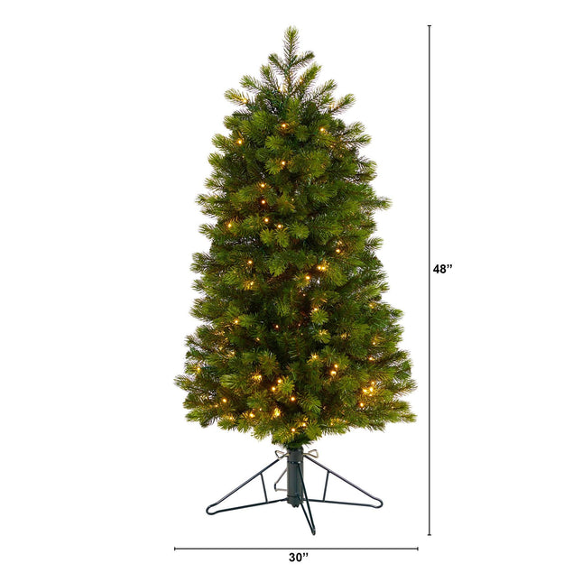 4’ Slim Colorado Mountain Spruce Artificial Christmas Tree with 150 (Multifunction) Micro LED Lights and 360 Branches by Nearly Natural