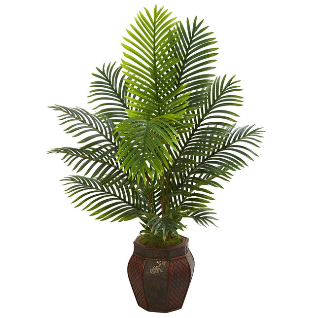 4.5’ Paradise Palm Artificial Tree in Decorative Planter by Nearly Natural