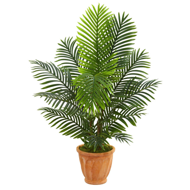 4.5’ Paradise Palm Artificial Tree in Terra Cotta Planter by Nearly Natural