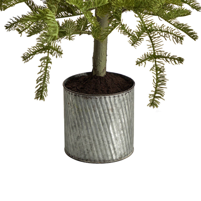 4.5’ Pre-Lit Christmas Pine Artificial Tree in Decorative Planter by Nearly Natural