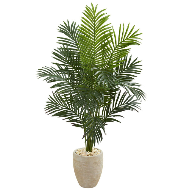 5.5’ Paradise Artificial Palm Tree in Sand Colored Planter by Nearly Natural