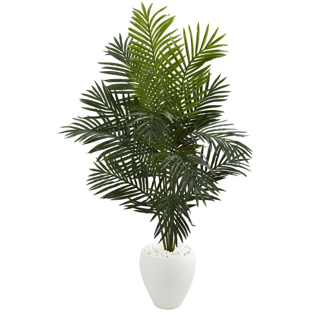 5.5’ Paradise Artificial Palm Tree in White Planter by Nearly Natural