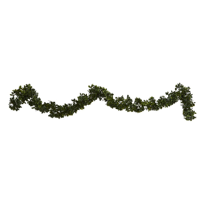 6’ Boxwood Artificial Garland (Indoor/Outdoor) (Set of 4) by Nearly Natural