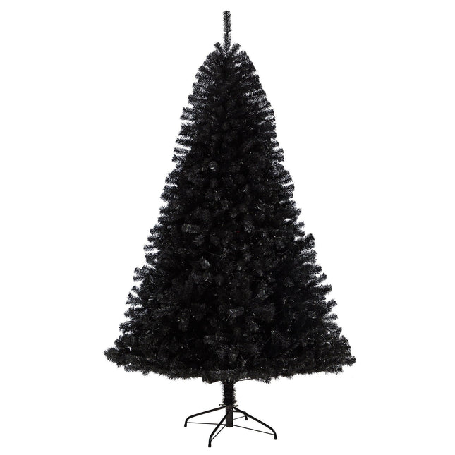 7’ Black Artificial Christmas Tree with 500 Clear LED Lights and 1428 Tips by Nearly Natural - Vysn