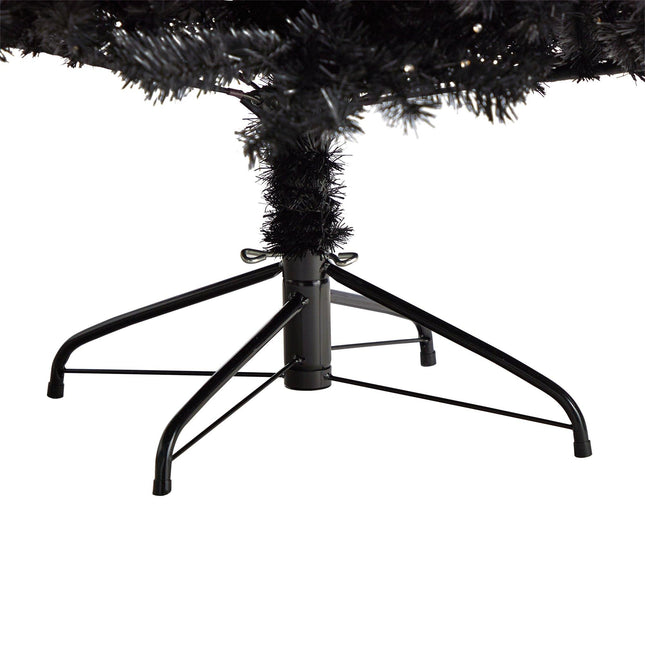 7’ Black Artificial Christmas Tree with 500 Clear LED Lights and 1428 Tips by Nearly Natural