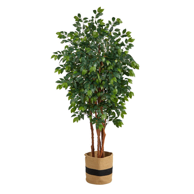 7’ Sakaki Artificial Tree in Handmade Natural Cotton Planter by Nearly Natural