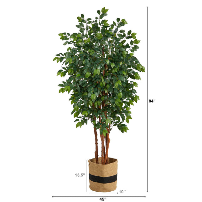 7’ Sakaki Artificial Tree in Handmade Natural Cotton Planter by Nearly Natural