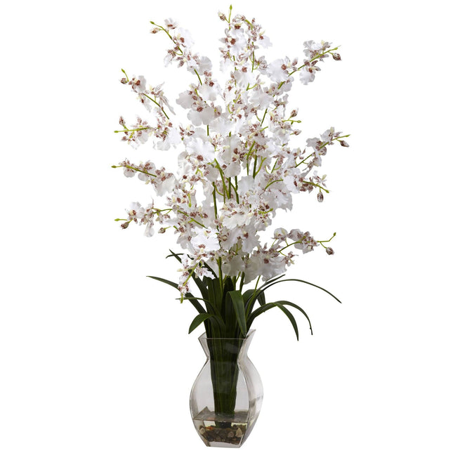 Dancing Lady Orchid w/Vase Arrangement by Nearly Natural