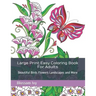 Large Print Easy Coloring Book For Adults: Beautiful Birds Flowers Landscapes and More