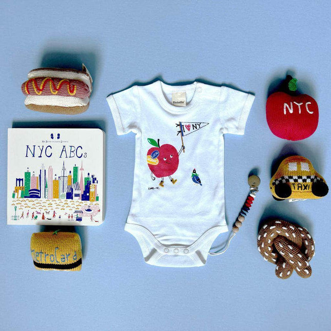 "I Love NY" Baby Gift Set-Rattles, Onesie, Pacifier Clip, and Baby Book by Estella