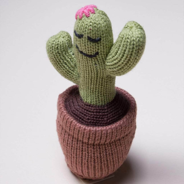 Organic Baby Gift Set - Handmade Newborn Romper, Bonnet & Rattle Toy | Cactus by Estella