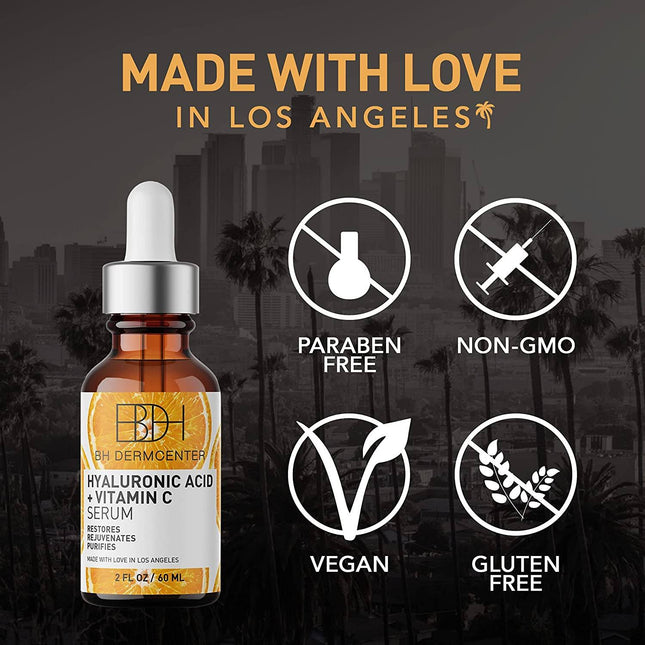 BH DERMCENTER Hyaluronic Acid & Vitamin C Anti Aging Serum - Moisturizes and Brightens Skin  2 oz by  Los Angeles Brands