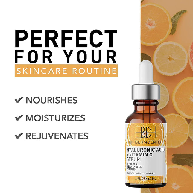 BH DERMCENTER Hyaluronic Acid & Vitamin C Anti Aging Serum - Moisturizes and Brightens Skin  2 oz by  Los Angeles Brands