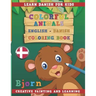 Colorful Animals English - Danish Coloring Book. Learn Danish for Kids. Creative painting and learning.