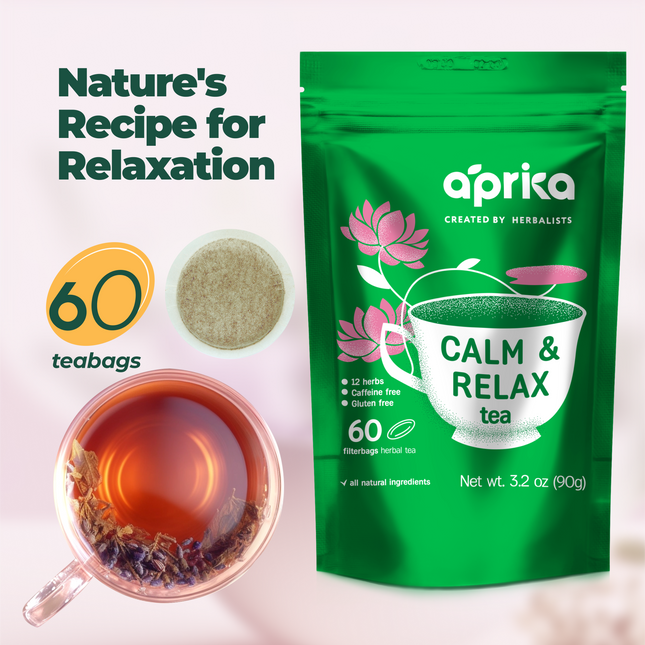 Calm and Relax Herbal Tea, 60 bags by Aprika Life