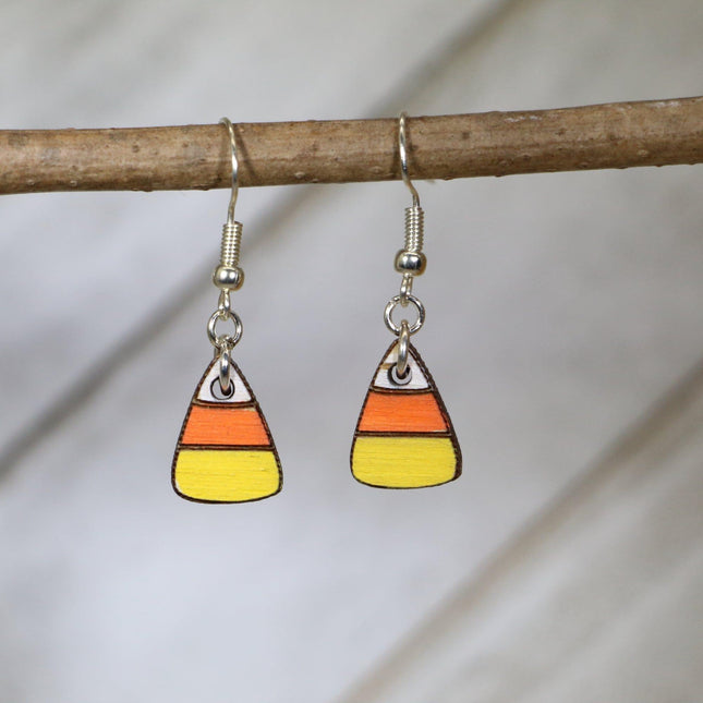 Candy Corn Wooden Dangle Earrings by Cate's Concepts, LLC - Vysn