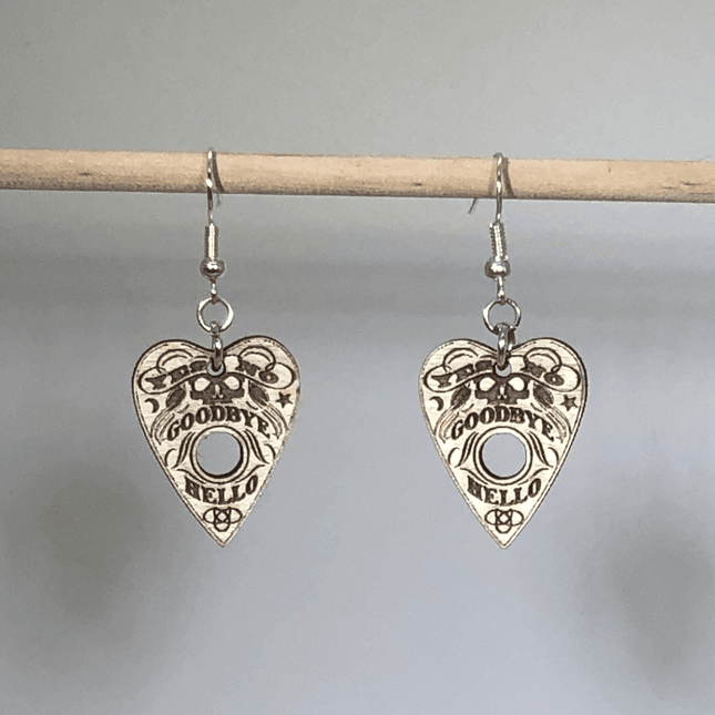 Ouija Planchette Yes No Wooden Dangle Earring by Cate's Concepts, LLC - Vysn