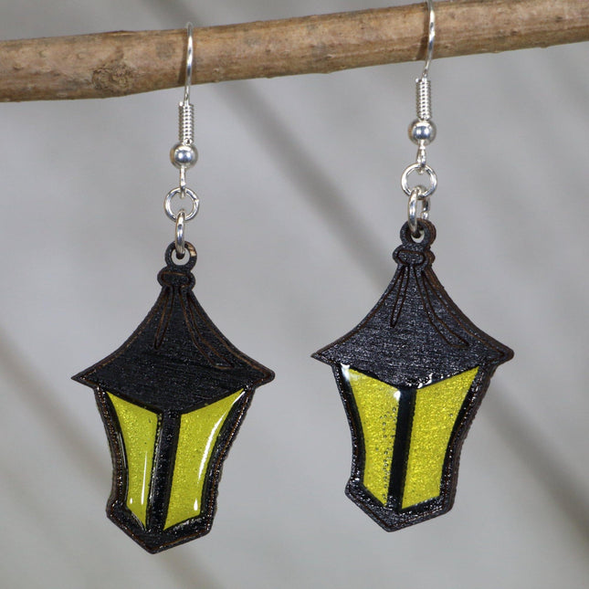 Spooky Lantern Wooden Dangle Earrings by Cate's Concepts, LLC - Vysn