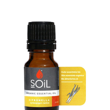 Organic Citronella Essential Oil (Cymbopogon Nardus) 10ml by SOiL Organic Aromatherapy and Skincare