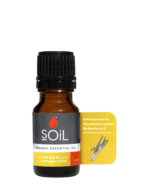 Organic Citronella Essential Oil (Cymbopogon Nardus) 10ml by SOiL Organic Aromatherapy and Skincare