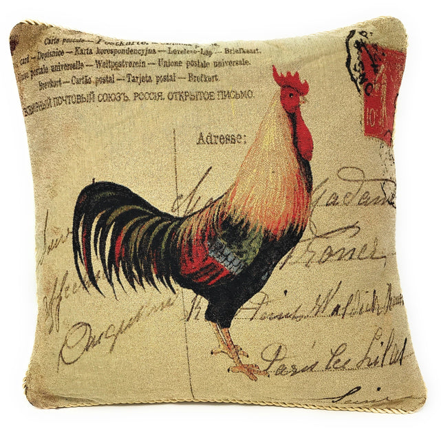 DaDa Bedding Glamorous Country Rooster Elegant Throw Pillow Cushion Cover - 18" - 1-Piece by DaDa Bedding Collection