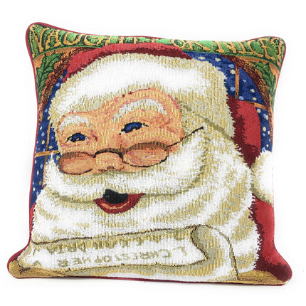 DaDa Bedding Naughty or Nice Santa Claus Christmas Woven Tapestry Throw Pillow Cover - 16" x 16" by DaDa Bedding Collection - Vysn