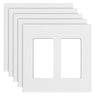 2-Gang Rocker Light Switch Outlet Covers Wall Plates 4.57 x 4.53in White 5 Pack