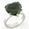 LOAS766 - Rhodium 925 Sterling Silver Ring with AAA Grade CZ in Olivine color