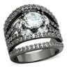 LOA895 - Ruthenium Brass Ring with AAA Grade CZ in Clear