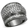 LOA894 - Ruthenium Brass Ring with AAA Grade CZ in Clear