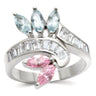 32814 - High-Polished 925 Sterling Silver Ring with AAA Grade CZ in Multi Color