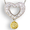 33106 - Reverse Two-Tone 925 Sterling Silver Pendant with AAA Grade CZ in Citrine
