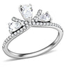 DA140 - High polished (no plating) Stainless Steel Ring with AAA Grade CZ in Clear