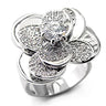 7X131 - Rhodium Brass Ring with AAA Grade CZ in Clear