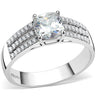 DA020 - High polished (no plating) Stainless Steel Ring with Cubic in Clear