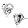 DA078 - High polished (no plating) Stainless Steel Earrings with AAA Grade CZ in Clear