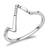 DA107 - High polished (no plating) Stainless Steel Ring with AAA Grade CZ in Clear